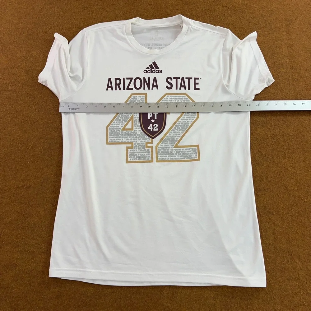 Adidas Mens Medium White Arizona State Pat Tillman 42 AEROREADY T-Shirt